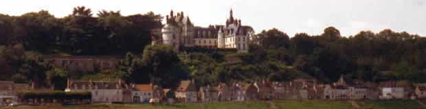 Castle overlooking a small village in the Loire vallye, France.